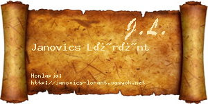 Janovics Lóránt névjegykártya